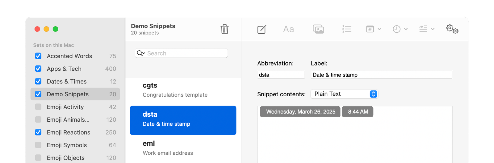Cropped screenshot of the main TypeIt4Me window.